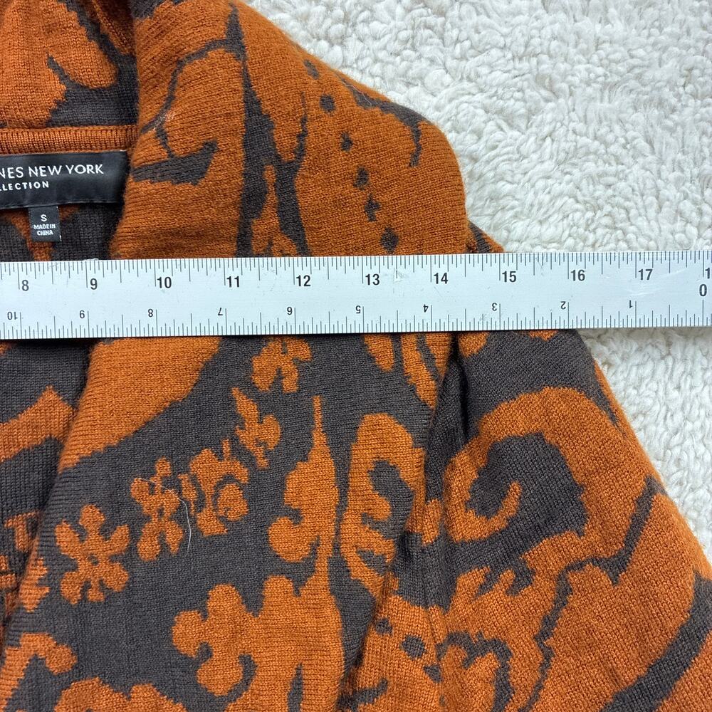 Merino Wool Damask Cardigan Coat Sweater Small S Rust/Brown Large Label MCM - Picture 7 of 8